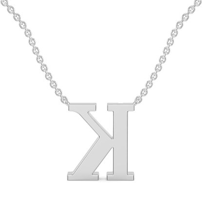 K Bound Initial Pendant with Lab-Grown Diamonds and Attached Chain 0.09cts