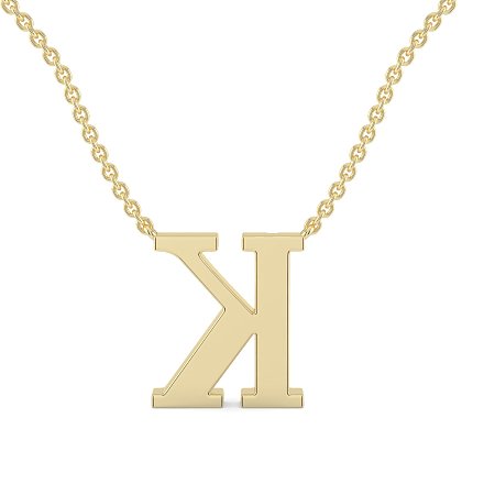 K Bound Initial Pendant with Lab-Grown Diamonds and Attached Chain 0.09cts