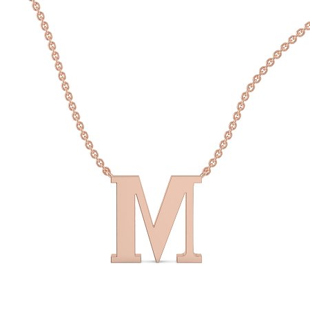 M Bound Initial Pendant with Lab-Grown Diamonds and Attached Chain 0.25cts