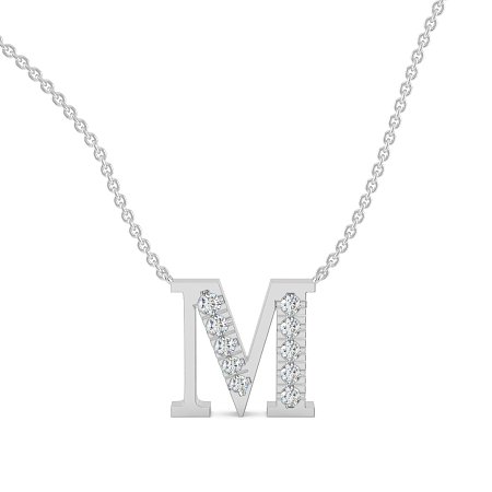 M Bound Initial Pendant with Lab-Grown Diamonds and Attached Chain 0.25cts