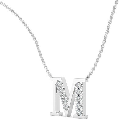 M Bound Initial Pendant with Lab-Grown Diamonds and Attached Chain 0.25cts