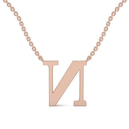 N Bound Initial Pendant with Lab-Grown Diamonds and Attached Chain 0.11cts