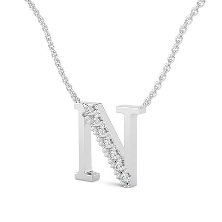 N Bound Initial Pendant with Lab-Grown Diamonds and Attached Chain 0.11cts