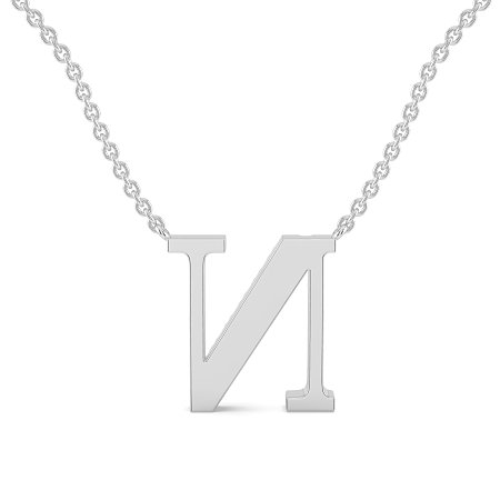 N Bound Initial Pendant with Lab-Grown Diamonds and Attached Chain 0.11cts