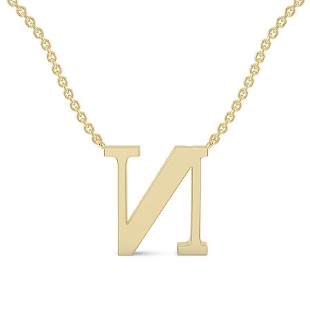 N Bound Initial Pendant with Lab-Grown Diamonds and Attached Chain 0.11cts
