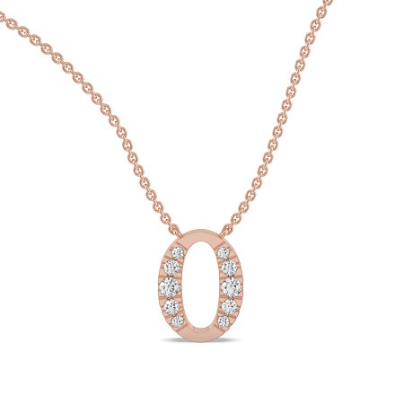 O Bound Initial Pendant with Lab-Grown Diamonds and Attached Chain 0.19cts