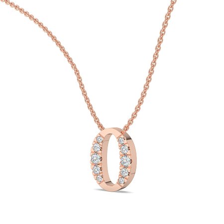 O Bound Initial Pendant with Lab-Grown Diamonds and Attached Chain 0.19cts