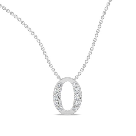 O Bound Initial Pendant with Lab-Grown Diamonds and Attached Chain 0.19cts