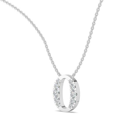 O Bound Initial Pendant with Lab-Grown Diamonds and Attached Chain 0.19cts