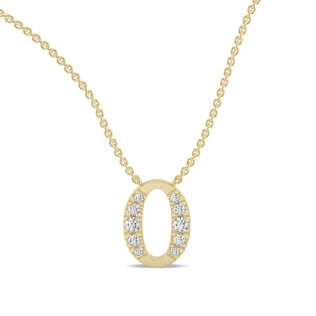 O Bound Initial Pendant with Lab-Grown Diamonds and Attached Chain 0.19cts