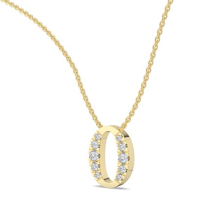 O Bound Initial Pendant with Lab-Grown Diamonds and Attached Chain 0.19cts