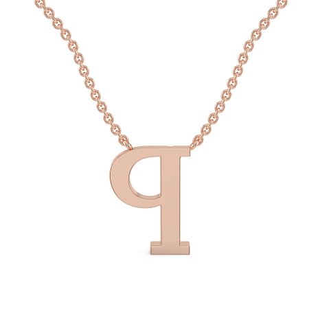 P Bound Initial Pendant with Lab-Grown Diamonds and Attached Chain 0.09cts