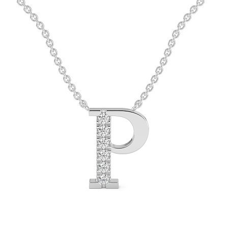 P Bound Initial Pendant with Lab-Grown Diamonds and Attached Chain 0.09cts