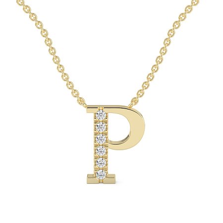 P Bound Initial Pendant with Lab-Grown Diamonds and Attached Chain 0.09cts