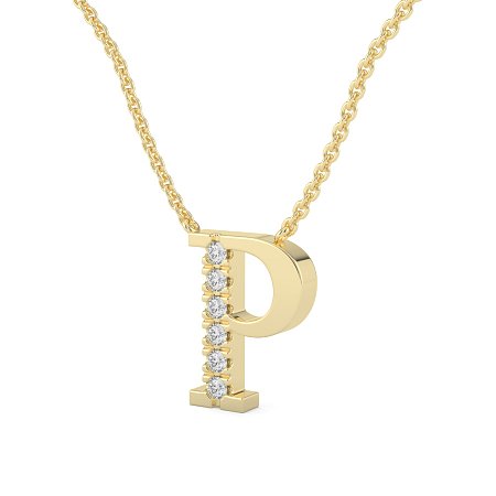 P Bound Initial Pendant with Lab-Grown Diamonds and Attached Chain 0.09cts