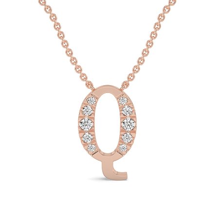 Q Bound Initial Pendant with Lab-Grown Diamonds and Attached Chain 0.19cts