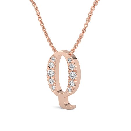 Q Bound Initial Pendant with Lab-Grown Diamonds and Attached Chain 0.19cts