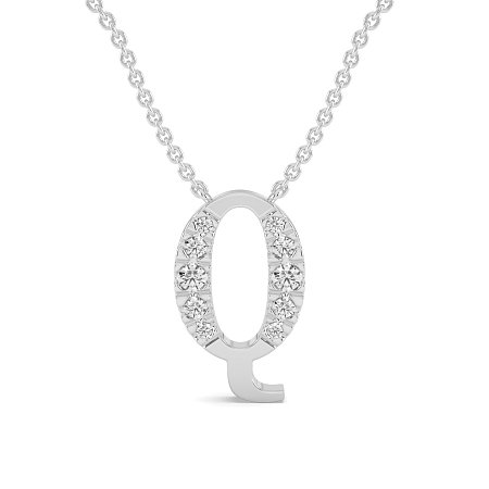 Q Bound Initial Pendant with Lab-Grown Diamonds and Attached Chain 0.19cts