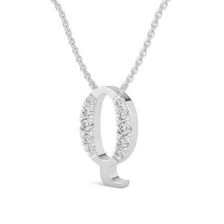 Q Bound Initial Pendant with Lab-Grown Diamonds and Attached Chain 0.19cts