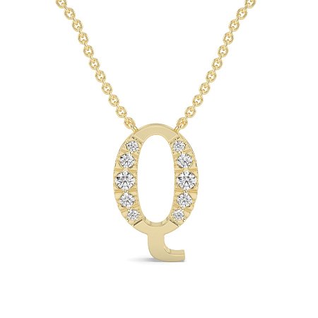 Q Bound Initial Pendant with Lab-Grown Diamonds and Attached Chain 0.19cts