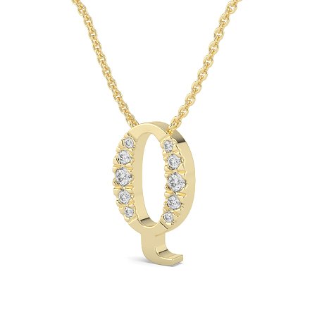 Q Bound Initial Pendant with Lab-Grown Diamonds and Attached Chain 0.19cts