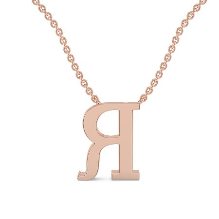 R Bound Initial Pendant with Lab-Grown Diamonds and Attached Chain 0.09cts