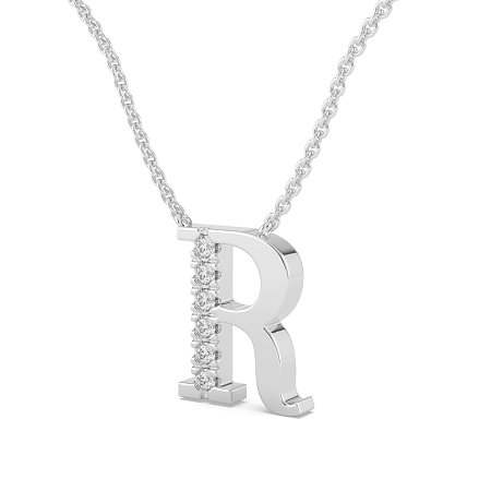 R Bound Initial Pendant with Lab-Grown Diamonds and Attached Chain 0.09cts
