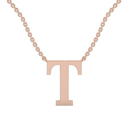 T Bound Initial Pendant with Lab-Grown Diamonds and Attached Chain 0.09cts