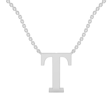 T Bound Initial Pendant with Lab-Grown Diamonds and Attached Chain 0.09cts