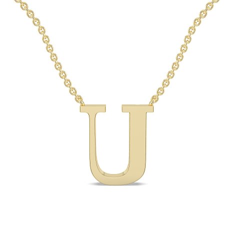 U Bound Initial Pendant with Lab-Grown Diamonds and Attached Chain 0.08cts
