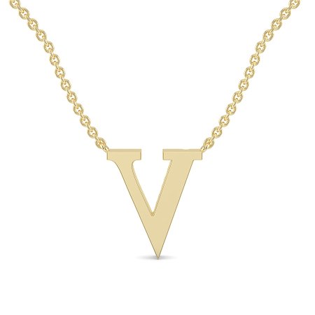 V Bound Initial Pendant with Lab-Grown Diamonds and Attached Chain 0.08cts