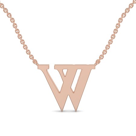 W Bound Initial Pendant with Lab-Grown Diamonds and Attached Chain 0.15cts