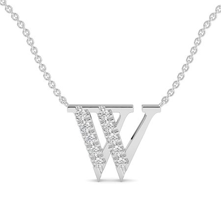 W Bound Initial Pendant with Lab-Grown Diamonds and Attached Chain 0.15cts