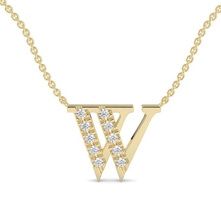 W Bound Initial Pendant with Lab-Grown Diamonds and Attached Chain 0.15cts