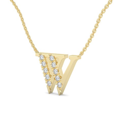 W Bound Initial Pendant with Lab-Grown Diamonds and Attached Chain 0.15cts