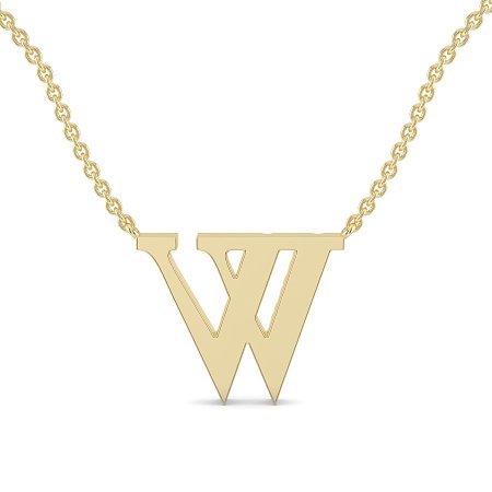 W Bound Initial Pendant with Lab-Grown Diamonds and Attached Chain 0.15cts