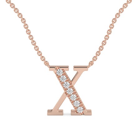 X Bound Initial Pendant with Lab-Grown Diamonds and Attached Chain 0.11cts