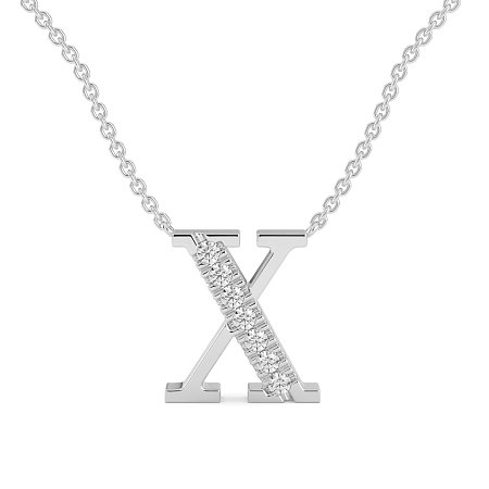 X Bound Initial Pendant with Lab-Grown Diamonds and Attached Chain 0.11cts