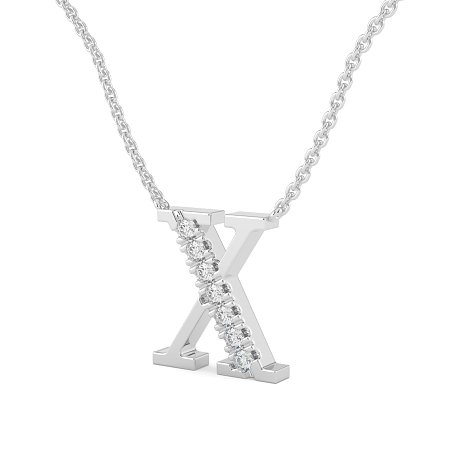 X Bound Initial Pendant with Lab-Grown Diamonds and Attached Chain 0.11cts