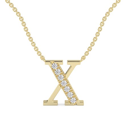 X Bound Initial Pendant with Lab-Grown Diamonds and Attached Chain 0.11cts
