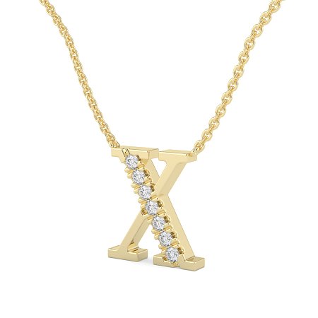 X Bound Initial Pendant with Lab-Grown Diamonds and Attached Chain 0.11cts
