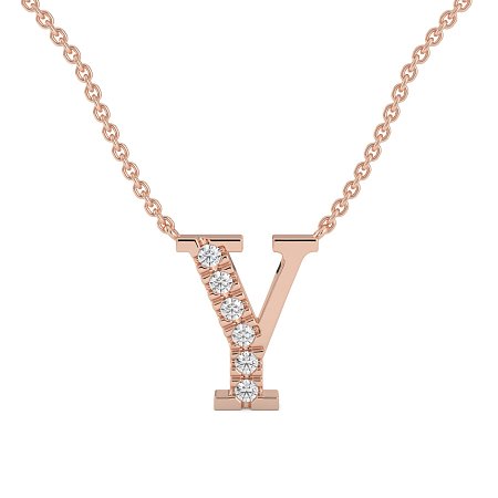 Y Bound Initial Pendant with Lab-Grown Diamonds and Attached Chain 0.09cts