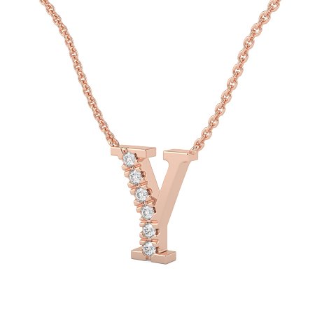 Y Bound Initial Pendant with Lab-Grown Diamonds and Attached Chain 0.09cts