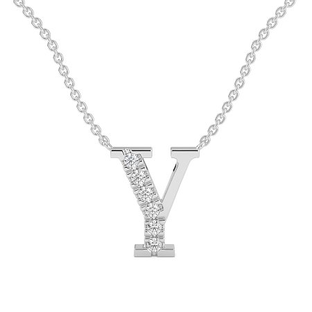 Y Bound Initial Pendant with Lab-Grown Diamonds and Attached Chain 0.09cts