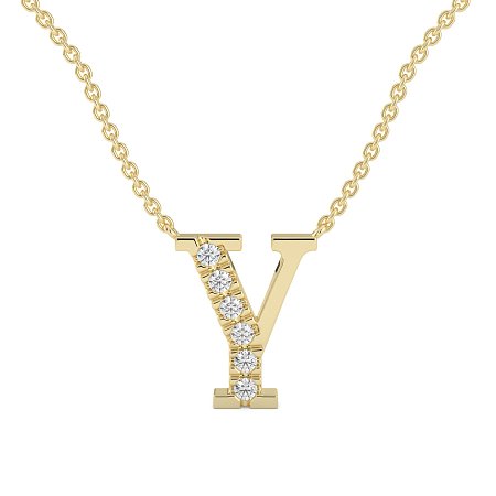 Y Bound Initial Pendant with Lab-Grown Diamonds and Attached Chain 0.09cts