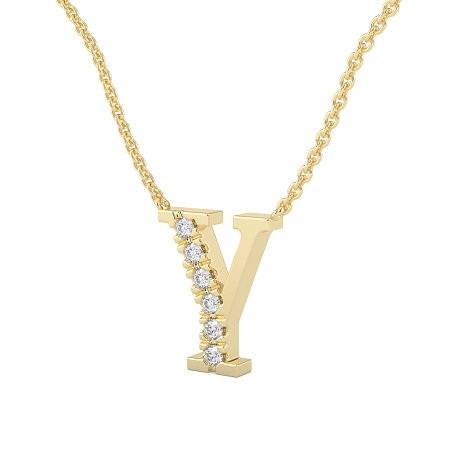 Y Bound Initial Pendant with Lab-Grown Diamonds and Attached Chain 0.09cts