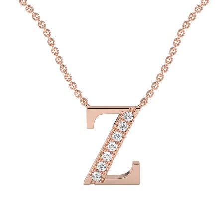 Z Bound Initial Pendant with Lab-Grown Diamonds and Attached Chain 0.11cts