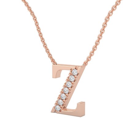 Z Bound Initial Pendant with Lab-Grown Diamonds and Attached Chain 0.11cts