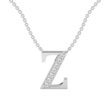 Z Bound Initial Pendant with Lab-Grown Diamonds and Attached Chain 0.11cts
