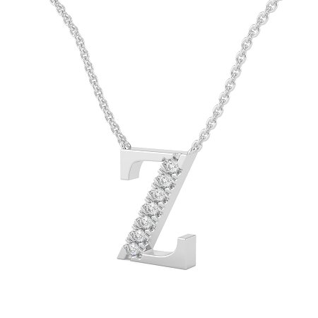 Z Bound Initial Pendant with Lab-Grown Diamonds and Attached Chain 0.11cts